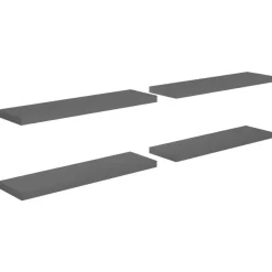 vidaXL Schweberegale 4 Stk. Hochglanz-Grau 90x23,5x3,8 cm MDF