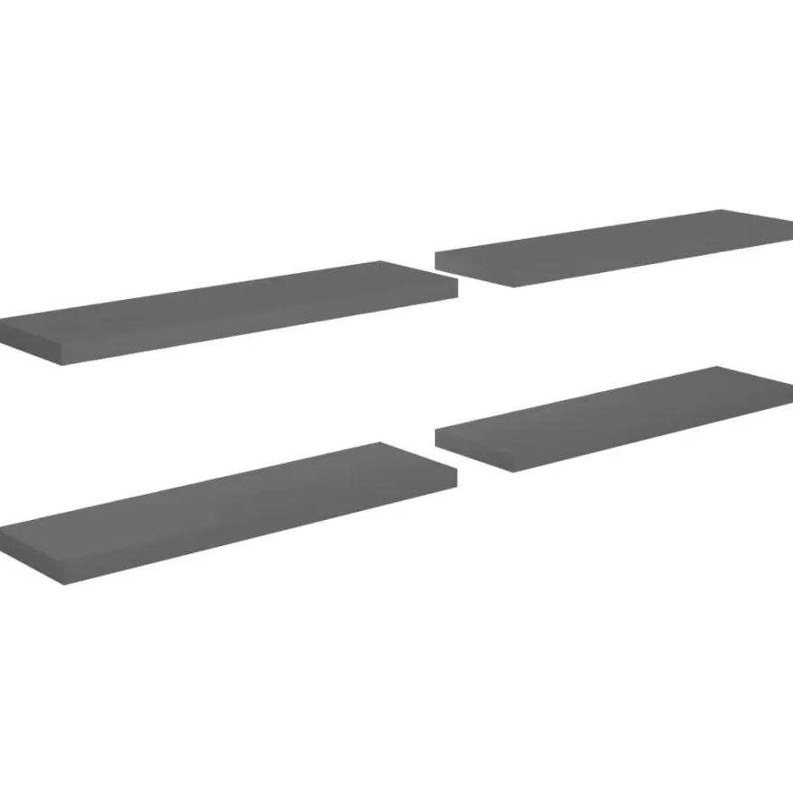vidaXL Schweberegale 4 Stk. Hochglanz-Grau 90x23,5x3,8 cm MDF
