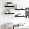 vidaXL Schweberegale 4 Stk. Schwarz 50x23x3,8 cm MDF