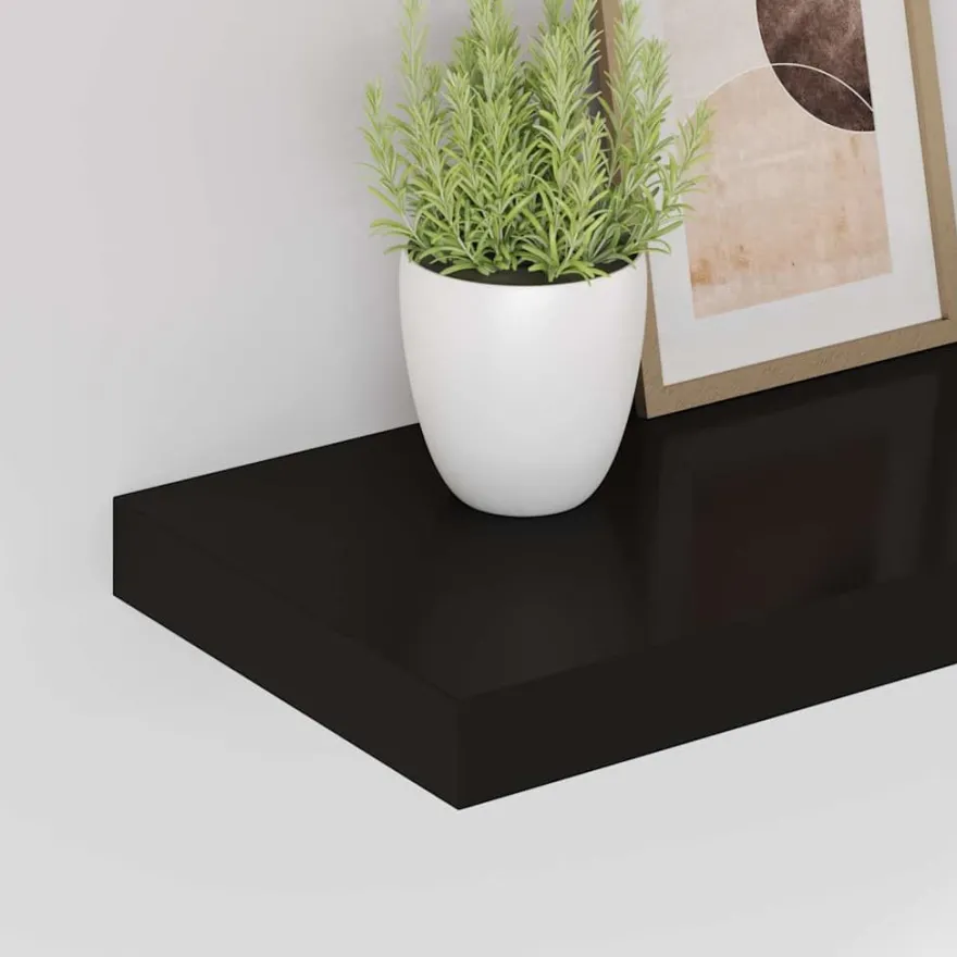 vidaXL Schweberegale 4 Stk. Schwarz 50x23x3,8 cm MDF