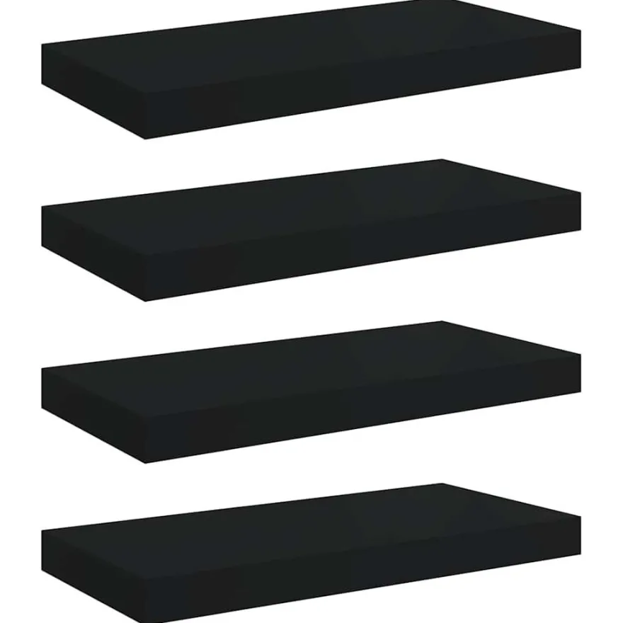 vidaXL Schweberegale 4 Stk. Schwarz 50x23x3,8 cm MDF