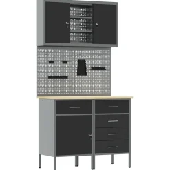 vidaXL Set von 4 Schwarz Stahl Mittel Höhenverstellbar