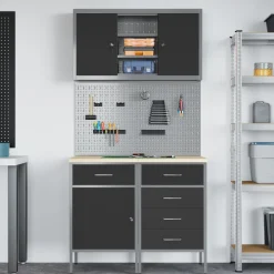 vidaXL Set von 4 Schwarz Stahl Mittel Höhenverstellbar
