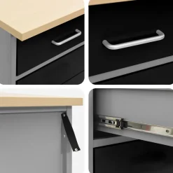 vidaXL Set von 4 Schwarz Stahl Mittel Höhenverstellbar