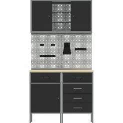 vidaXL Set von 4 Schwarz Stahl Mittel Höhenverstellbar
