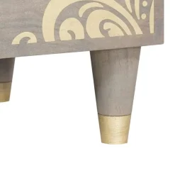 vidaXL Sideboard Grau und Gold 60 x 33 x 75 cm Massivholz Mango