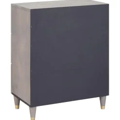 vidaXL Sideboard Grau und Gold 60 x 33 x 75 cm Massivholz Mango