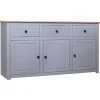 vidaXL Sideboard Grau 135x40x80 cm Kiefernholz Panama