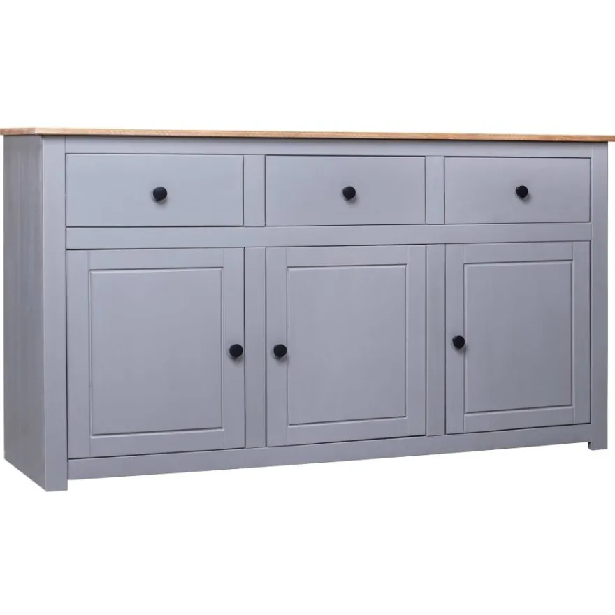 vidaXL Sideboard Grau 135x40x80 cm Kiefernholz Panama