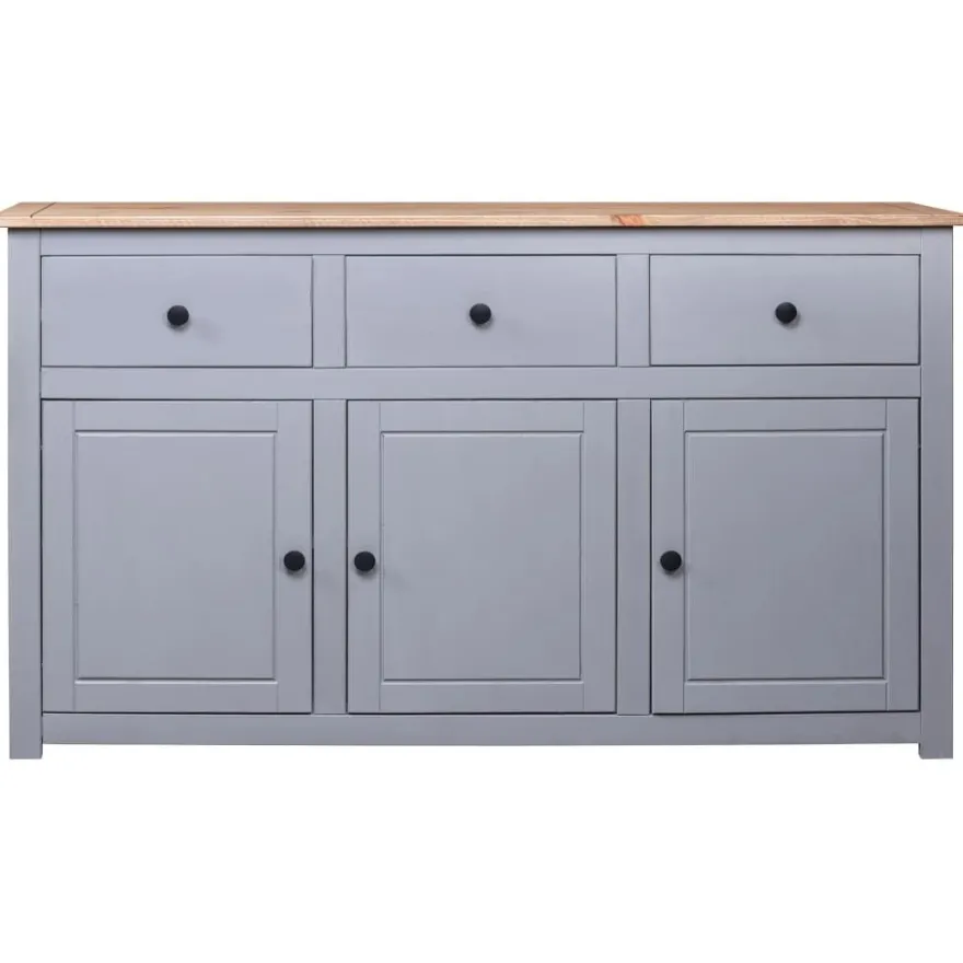 vidaXL Sideboard Grau 135x40x80 cm Kiefernholz Panama