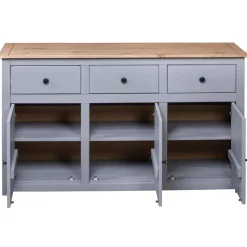 vidaXL Sideboard Grau 135x40x80 cm Kiefernholz Panama