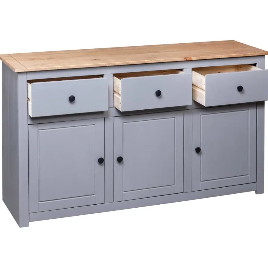 vidaXL Sideboard Grau 135x40x80 cm Kiefernholz Panama