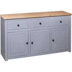 vidaXL Sideboard Grau 135x40x80 cm Kiefernholz Panama