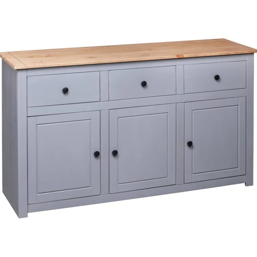 vidaXL Sideboard Grau 135x40x80 cm Kiefernholz Panama