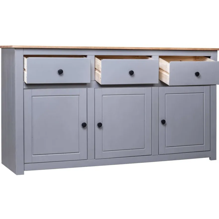 vidaXL Sideboard Grau 135x40x80 cm Kiefernholz Panama
