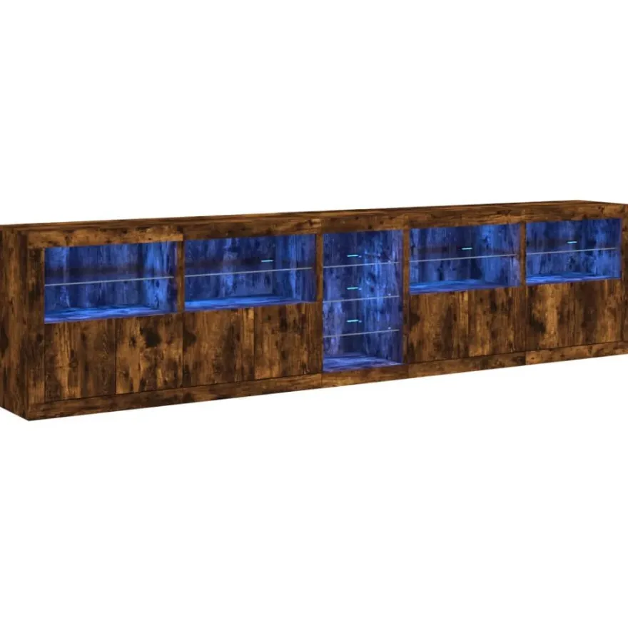 vidaXL Sideboard mit LED-Leuchten Räuchereiche 283x37x67 cm