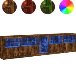 vidaXL Sideboard mit LED-Leuchten Räuchereiche 283x37x67 cm