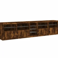 vidaXL Sideboard mit LED-Leuchten Räuchereiche 283x37x67 cm