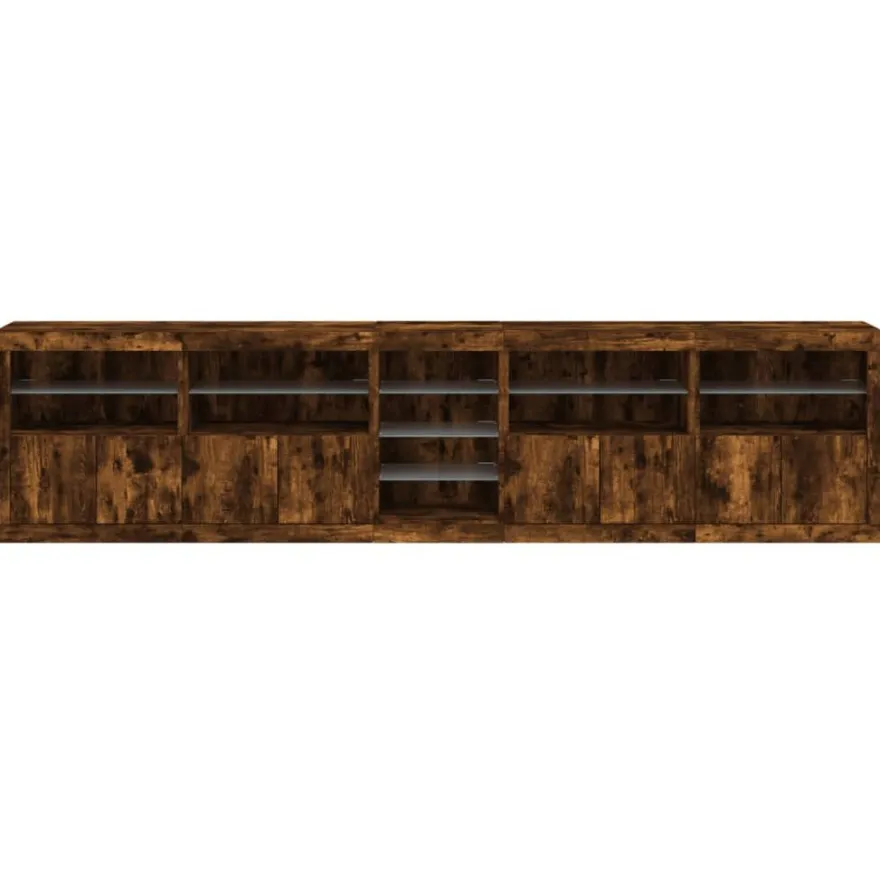 vidaXL Sideboard mit LED-Leuchten Räuchereiche 283x37x67 cm