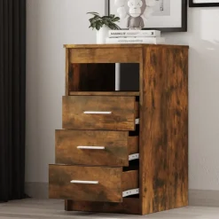 vidaXL Sideboard mit Schubladen Räuchereiche 40x50x76 cm Holzwerkstoff