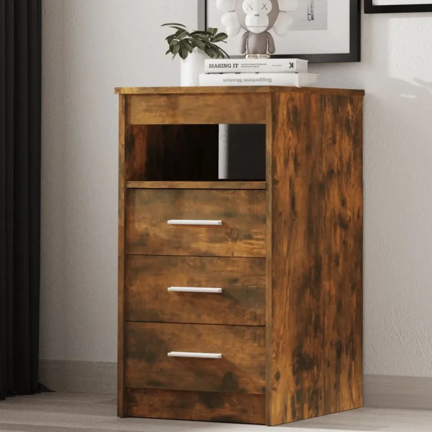 vidaXL Sideboard mit Schubladen Räuchereiche 40x50x76 cm Holzwerkstoff