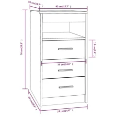 vidaXL Sideboard mit Schubladen Räuchereiche 40x50x76 cm Holzwerkstoff