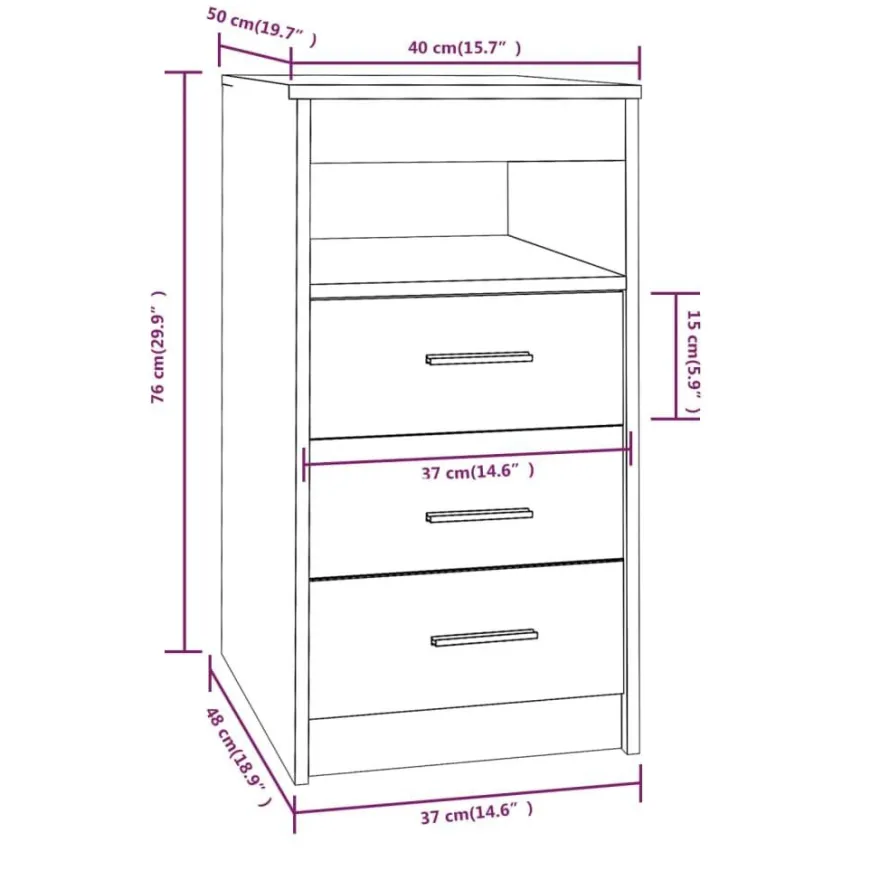 vidaXL Sideboard mit Schubladen Räuchereiche 40x50x76 cm Holzwerkstoff