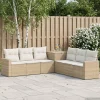 vidaXL Sofa Set 7 pcs Beige und Cremeweiß Polyrattan und Stahl