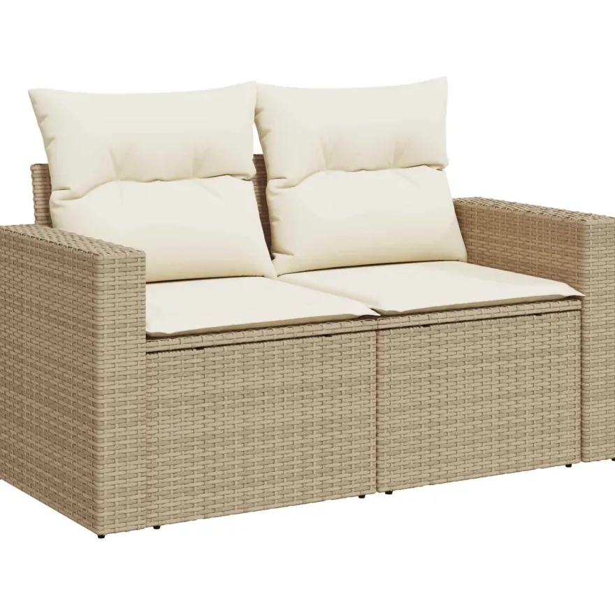 vidaXL Sofa Set 7 pcs Beige und Cremeweiß Polyrattan und Stahl