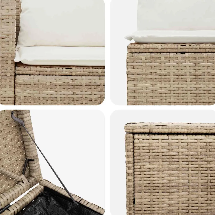 vidaXL Sofa Set 7 pcs Beige und Cremeweiß Polyrattan und Stahl