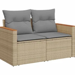 vidaXL Sofa Set 7 pcs Beige und Hellgrau Polyrattan und Stahl