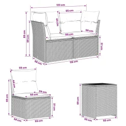 vidaXL Sofa Set 7 pcs Grau und Marineblau Polyrattan und Stahl