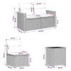 vidaXL Sofa Set 7 pcs Grau und Marineblau Polyrattan und Stahl