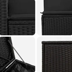 vidaXL Sofa Set 7 pcs Schwarz Polyrattan und Stahl