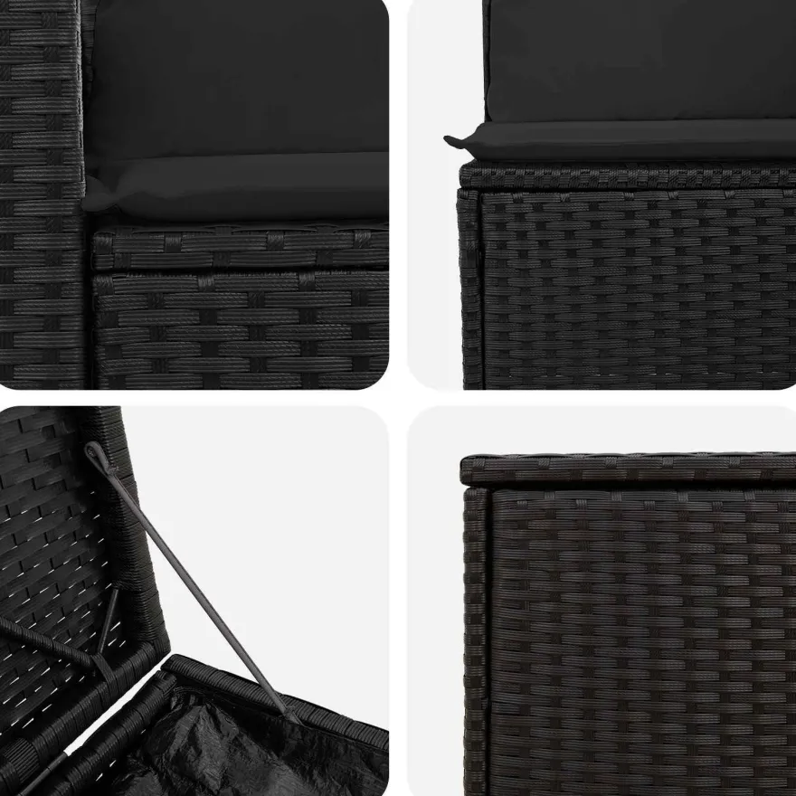 vidaXL Sofa Set 7 pcs Schwarz Polyrattan und Stahl