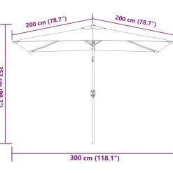 vidaXL Sonnenschirm mit Metall-Mast 300x200 cm Anthrazit