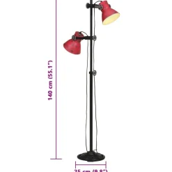 vidaXL Stehleuchte 25 W Rot 25x25x90/140 cm E27