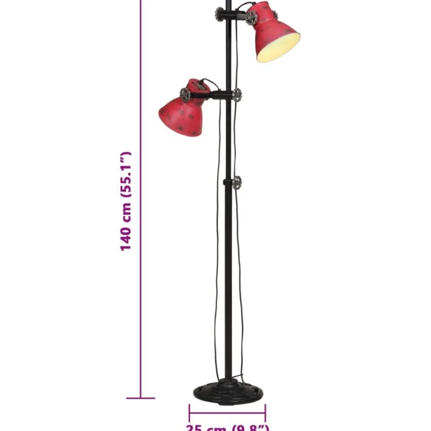 vidaXL Stehleuchte 25 W Rot 25x25x90/140 cm E27