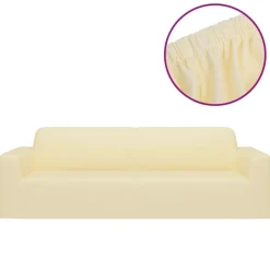 vidaXL Stretch Sofahusse 3-Sitzer Creme Polyester-Jersey
