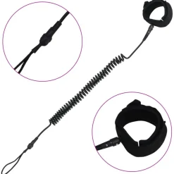 vidaXL SUP-Sicherheitsleine Schwarz 10 Zoll/25,4 cm