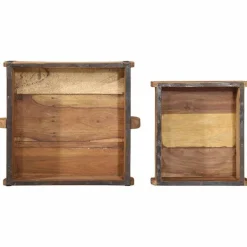 vidaXL Tablett 2 pcs Braun 29 x 31 x 10 cm Massives upgecyceltes Holz