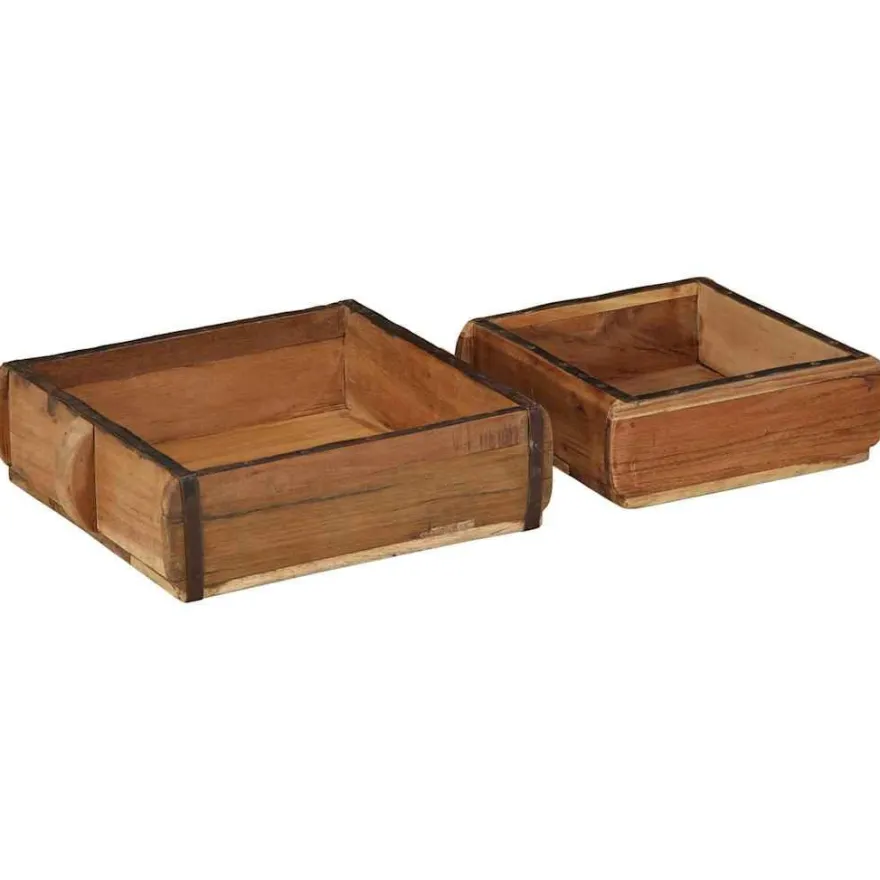 vidaXL Tablett 2 pcs Braun 29 x 31 x 10 cm Massives upgecyceltes Holz