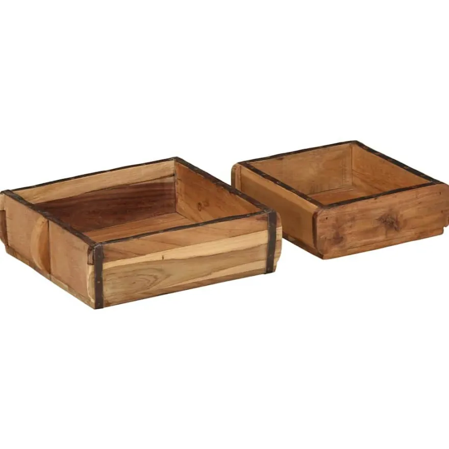 vidaXL Tablett 2 pcs Braun 29 x 31 x 10 cm Massives upgecyceltes Holz