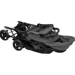 vidaXL Tandem-Zwillingskinderwagen Dunkelgrau Stahl