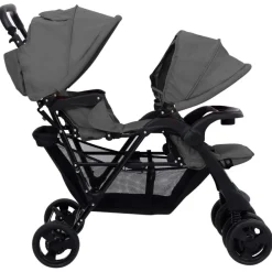 vidaXL Tandem-Zwillingskinderwagen Dunkelgrau Stahl