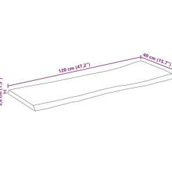 vidaXL Tischplatte mit Baumkante 120x40x3,8 cm Raues Mango Massivholz