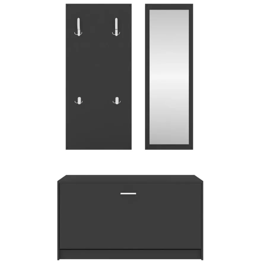 vidaXL 3-tlg. Flurmöbel-Set Schwarz Holzwerkstoff
