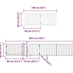 vidaXL 6-tlg. Hundetor mit Tür Faltbar Schwarz 480 cm Pappelholz