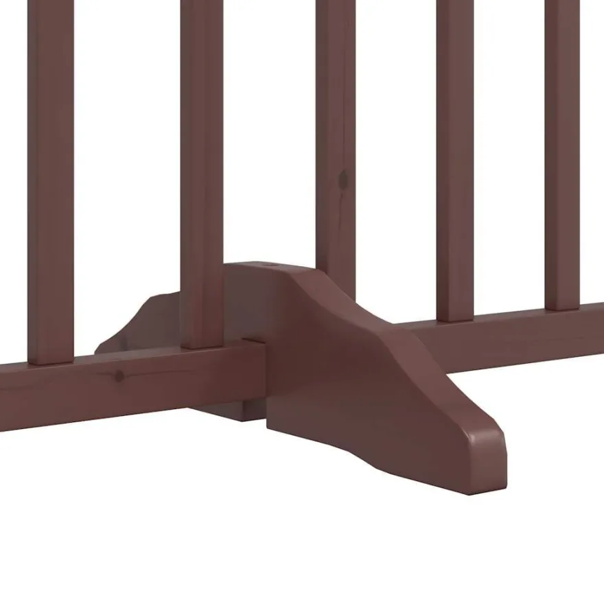 vidaXL 4-tlg. Hundetor mit Tür Faltbar Braun Eiche 320 cm Tannenholz