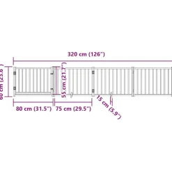 vidaXL 4-tlg. Hundetor mit Tür Faltbar Braun Eiche 320 cm Tannenholz